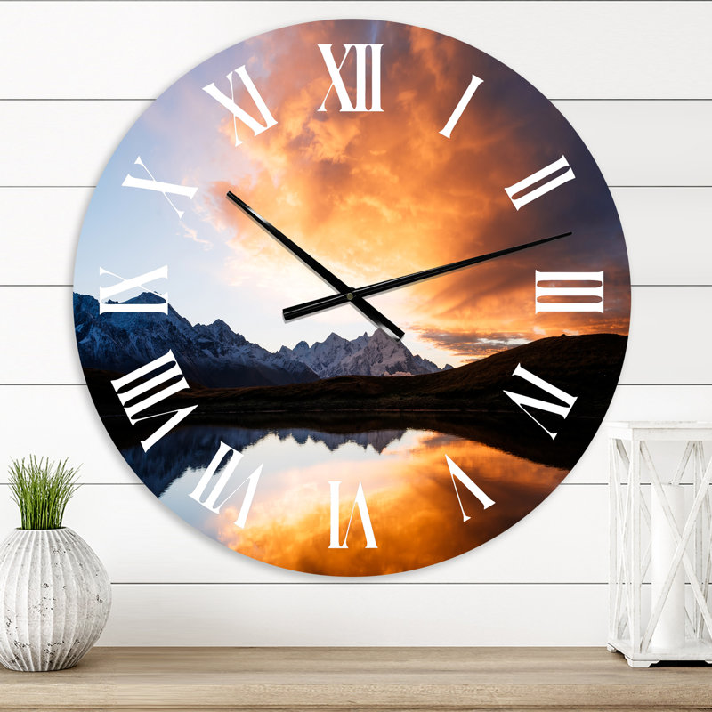 Morning Sunsrise Mountainscape - Horloge murale traditionnelle, Surdimensionné