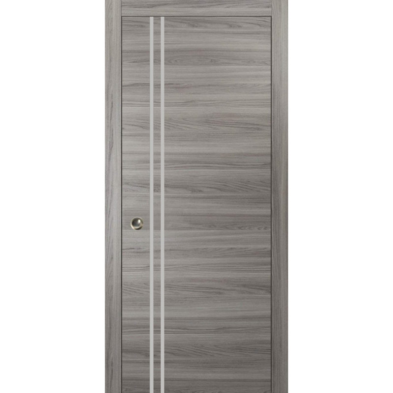 Portes françaises en bois massif massif, 18 po x 84 po, Frêne gingembre