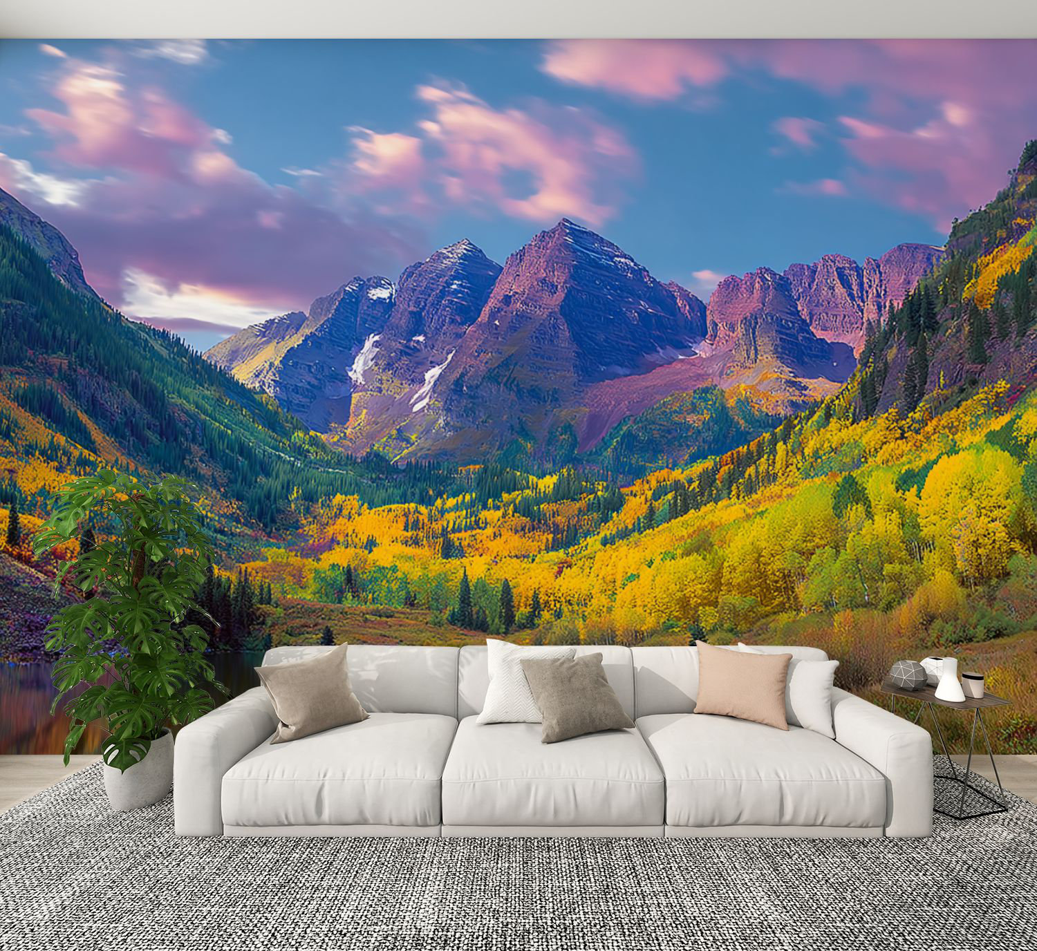 Red Barrel Studio Peel and Stick Wallpaper Maroon Bells autumn aspen ...