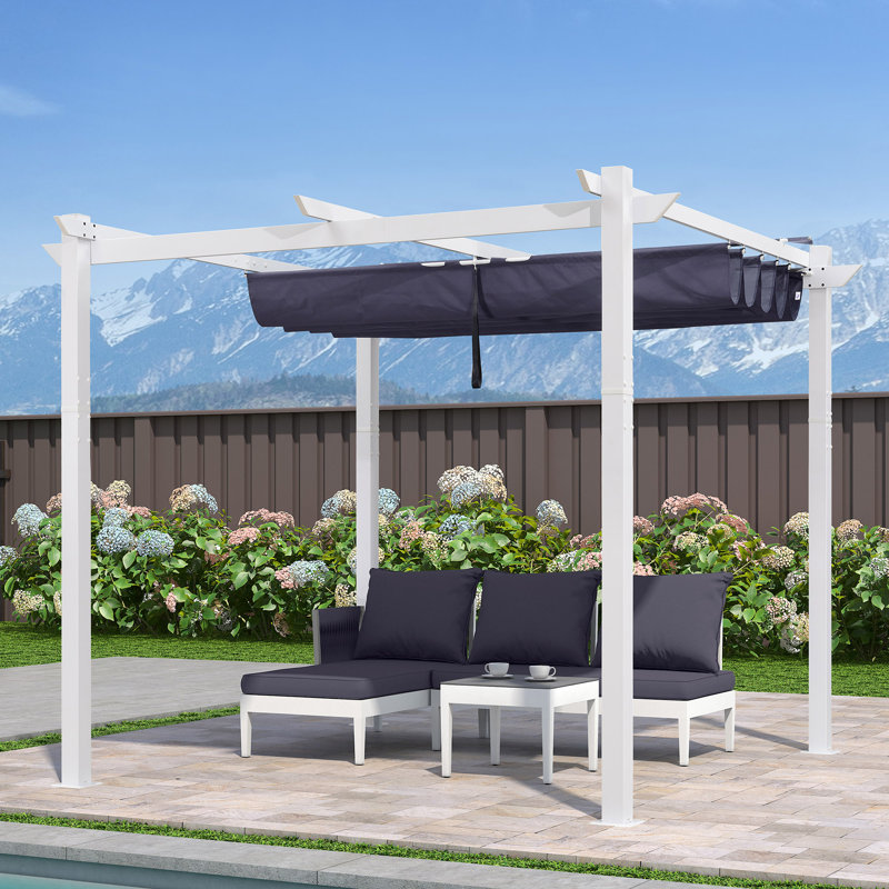 10 Ft. W X 10 Ft. D Aluminium Pergola with Canopy, Navy Blue