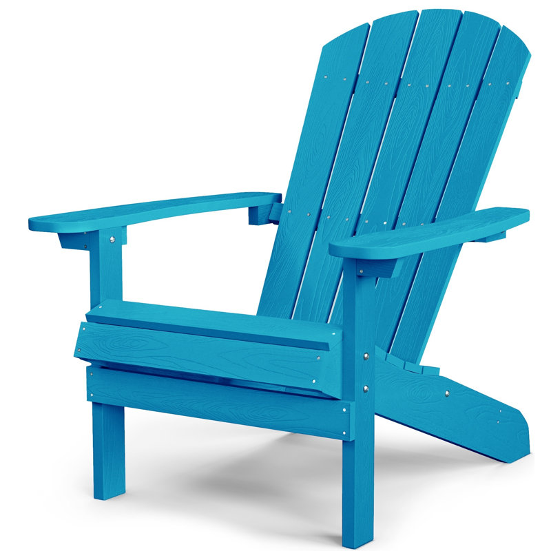 Plastic Adirondack Chair, All-Weather HIPS Outdoor Patio Chairs for Lawn, Garden, Fire Pit, Backyard, Pacific Blue