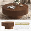 Elegant Easy Assembly Round Coffee Table With 6.8" Thick Tabletop, Modern Drum End Table, Minimalist Fluted Centre Table With Sturdy Base For Living Room-1843347017