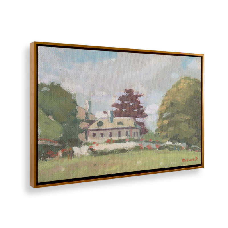 «New England Home in Spring» par Stephen Calcasola, reproduction d'art sur toile, H 18 po x l 24 po, Doré