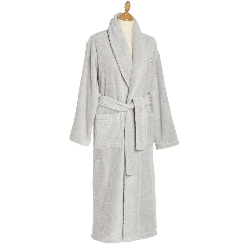 Lanz Velour Unisex Mid-Calf Bathrobe with Pockets, Ivory/Cream, 124cm H x 54cm W x 54cm D