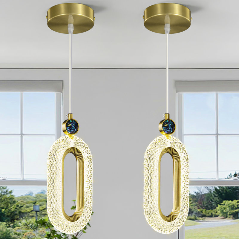 Suspension DEL dorée moderne Laronica 2 pour îlot de cuisine, 2