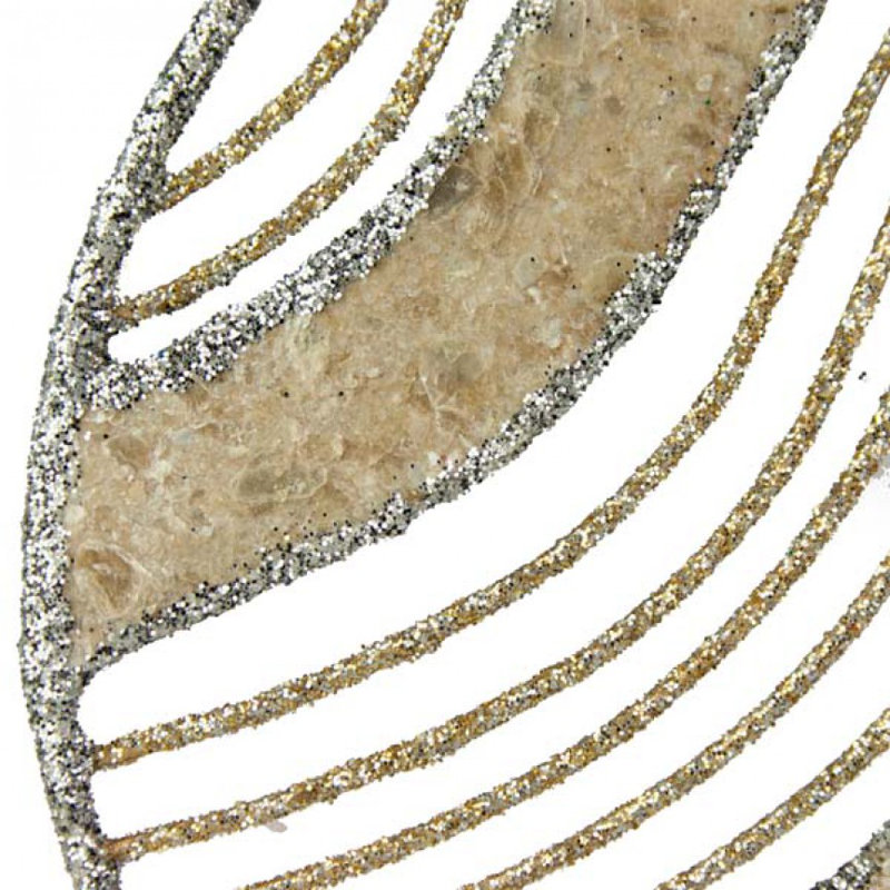 14cm Textile Holiday Shaped Ornament, Silver / Champagne Gold
