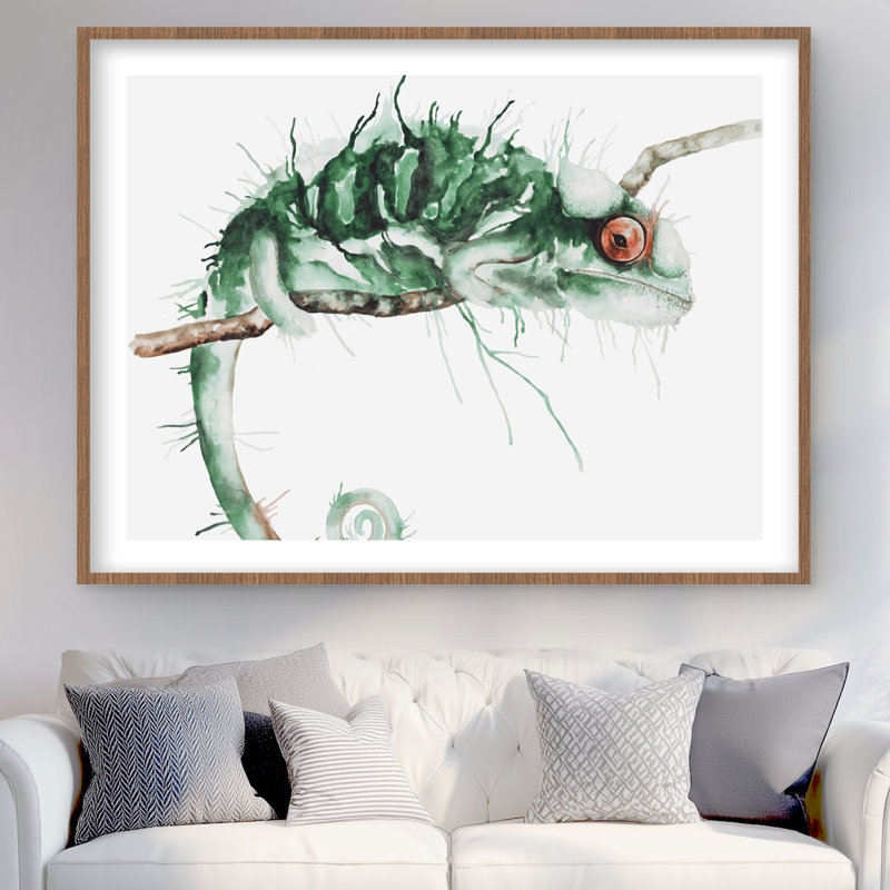Chameleon on the Lookout - Exotic Reptile Framed Print Decor