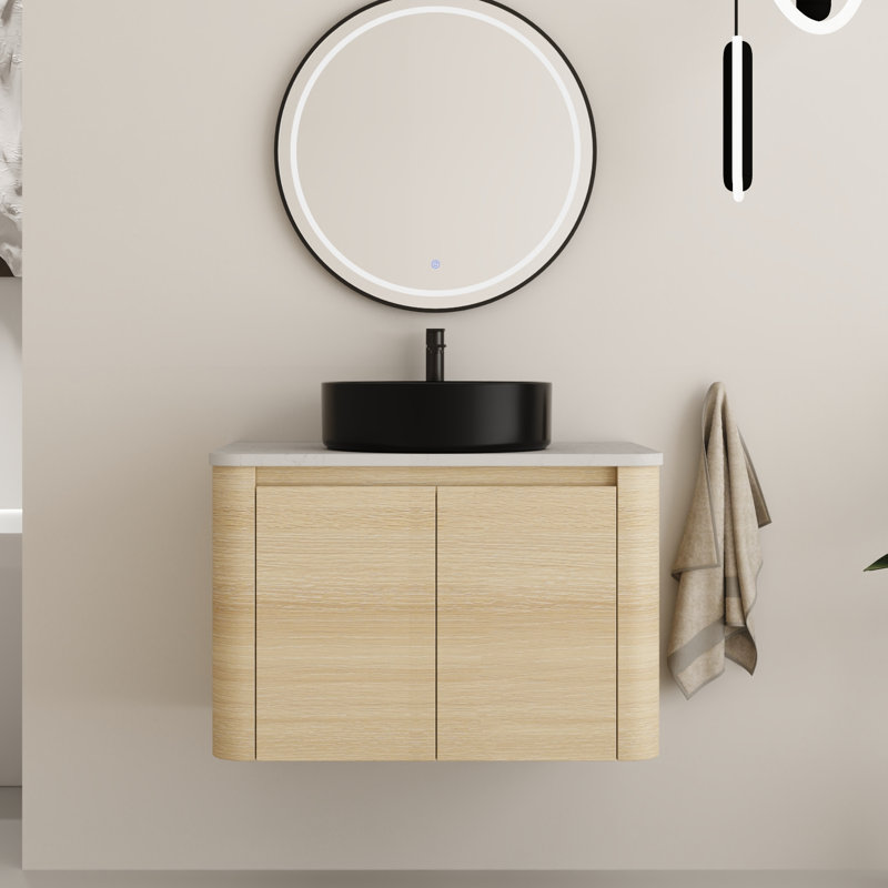 Ensemble de meuble-lavabo simple 30 po avec plateau en pierre reconstituée Eaton, Noir, 30"