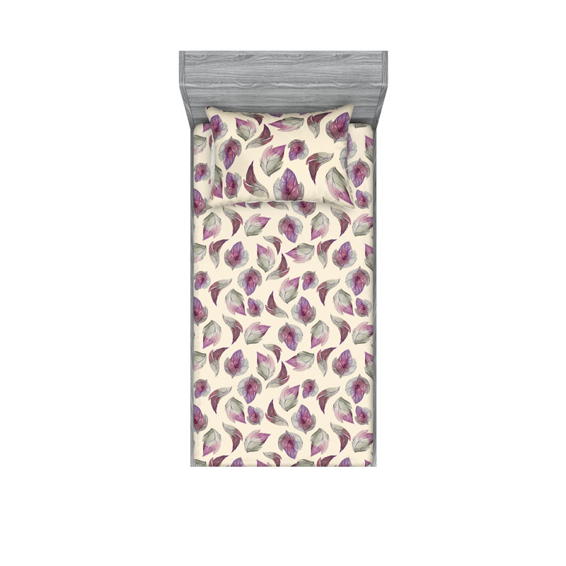 Drap-housse et taie décorative Ambesonne, Ensemble de draps pour lit simple avec 1 taie d'or