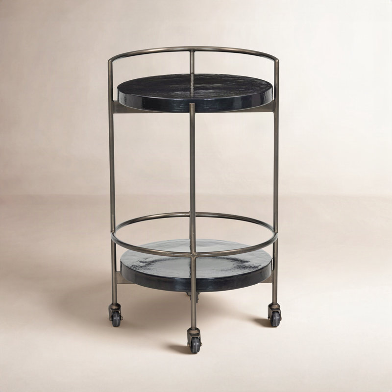 Mira Bar Cart - Smoked Brown Cast Glass, Moss Cast Glass