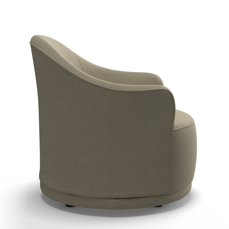 Fauteuil demi-tonneau Rumi, Tissu natté performance sable