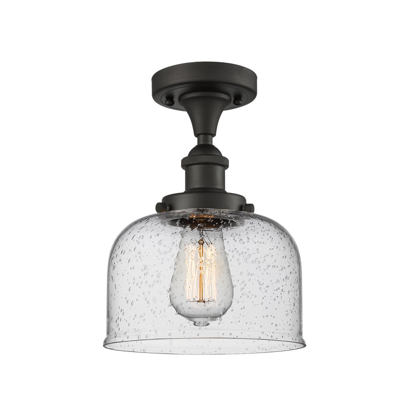 Glass Semi Flush Mount, Oil Rubbed Bronze, Seedy, No Bulb Included