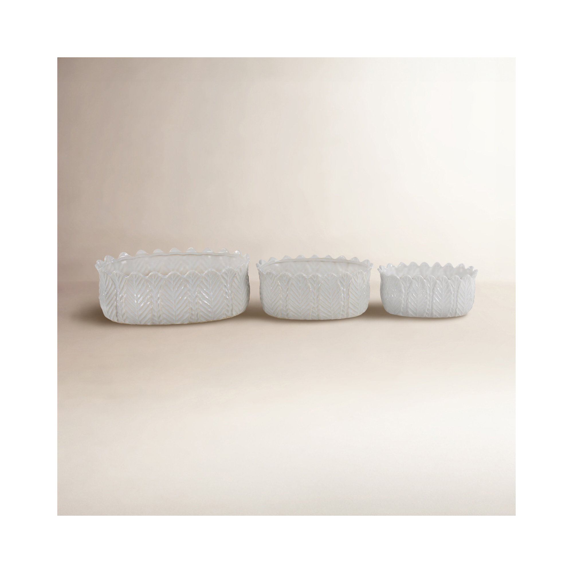 Sosa Ceramic Planter - Set of 3, White