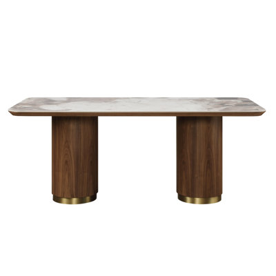Table de salle à manger Willene avec plateau en céramique, plateau en céramique
