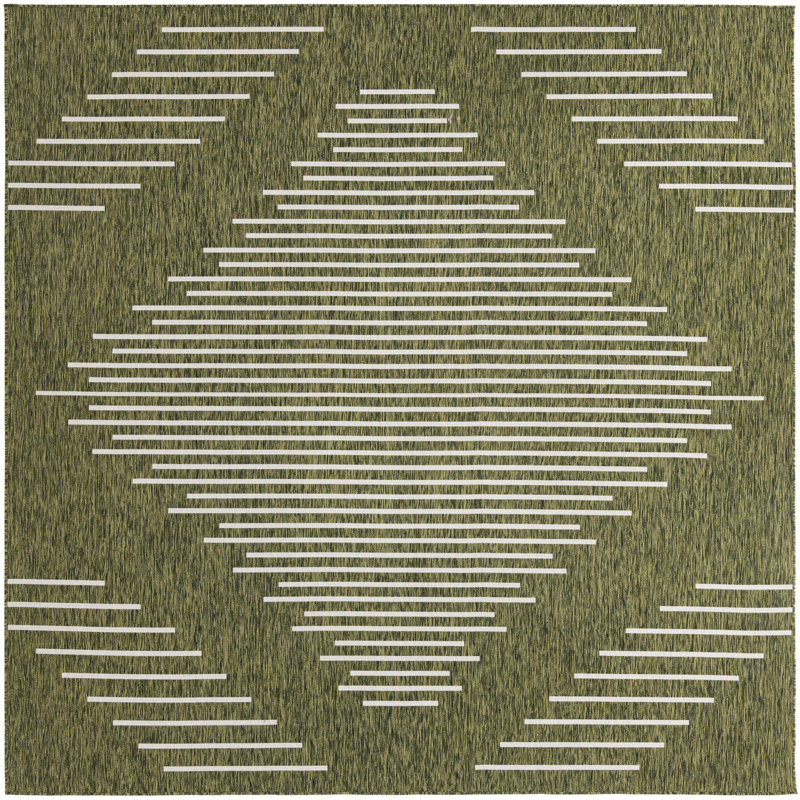 Dex Striped Machine Woven Indoor Outdoor Area Rug, Square 10'8"