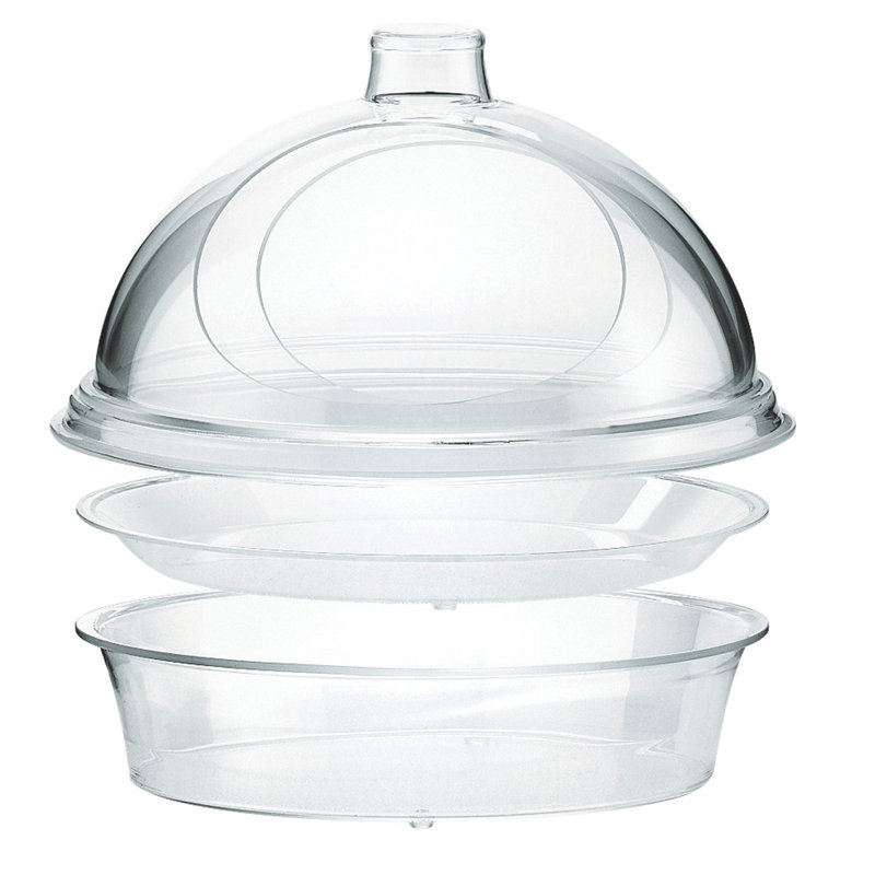 Round Shallow Tray, Clear, 1" H x 12" W x 12" D