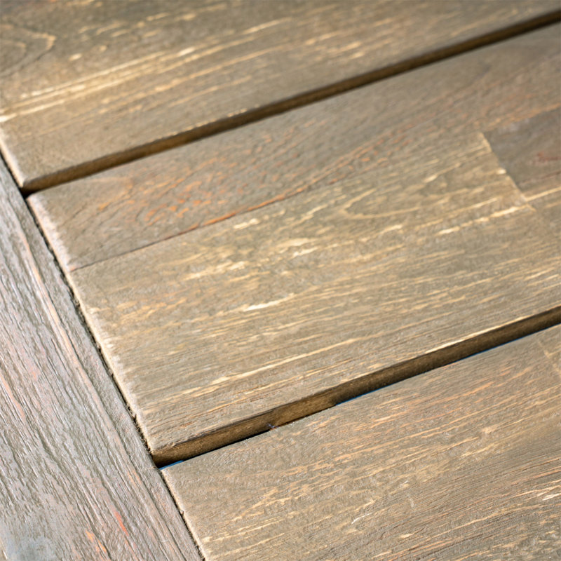 Table de salle à manger d'extérieur en bois d'acacia, finition gris sablé et noir