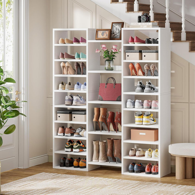 Armoire de rangement pour chaussures 47,2 po à 14 niveaux avec 22 casiers ouverts, 46 rangements de rangement pour chaussures, rangement pour chaussures