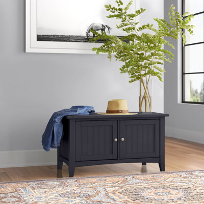 Shaker Cottage Entryway Bench with 2-Door Cabinet – 36-Inch Shaker-Style Transitional Accent, Solid Birch & Hardwood for Hallway or Living Room, Grey