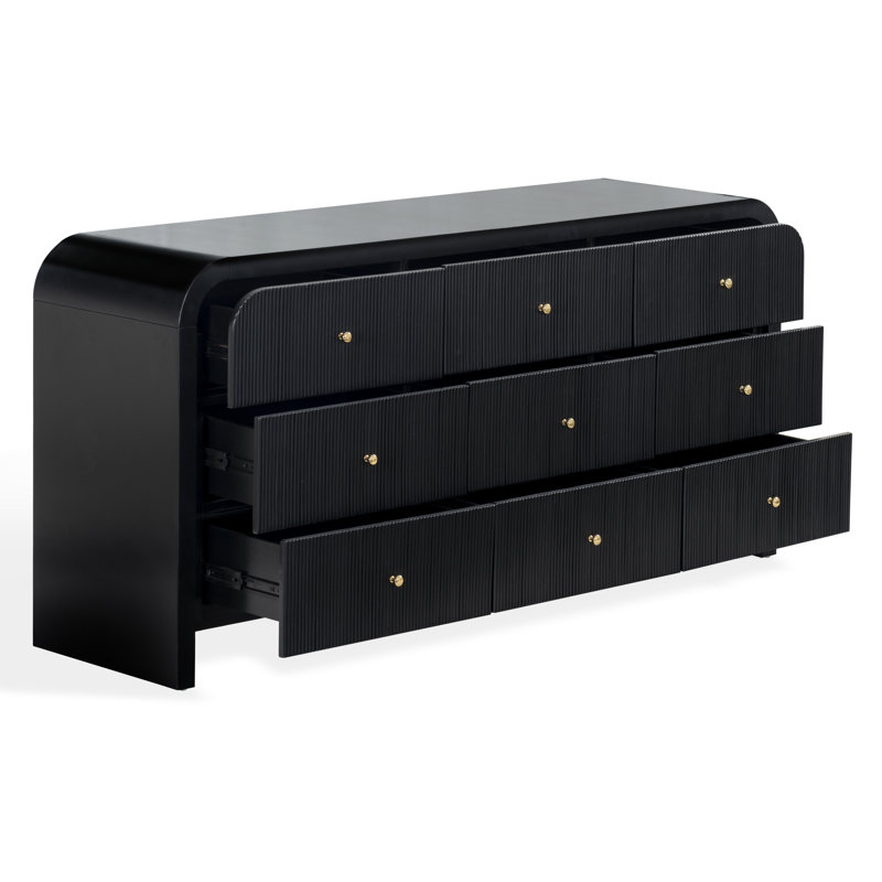 Commode 9 tiroirs Liabella, Noir