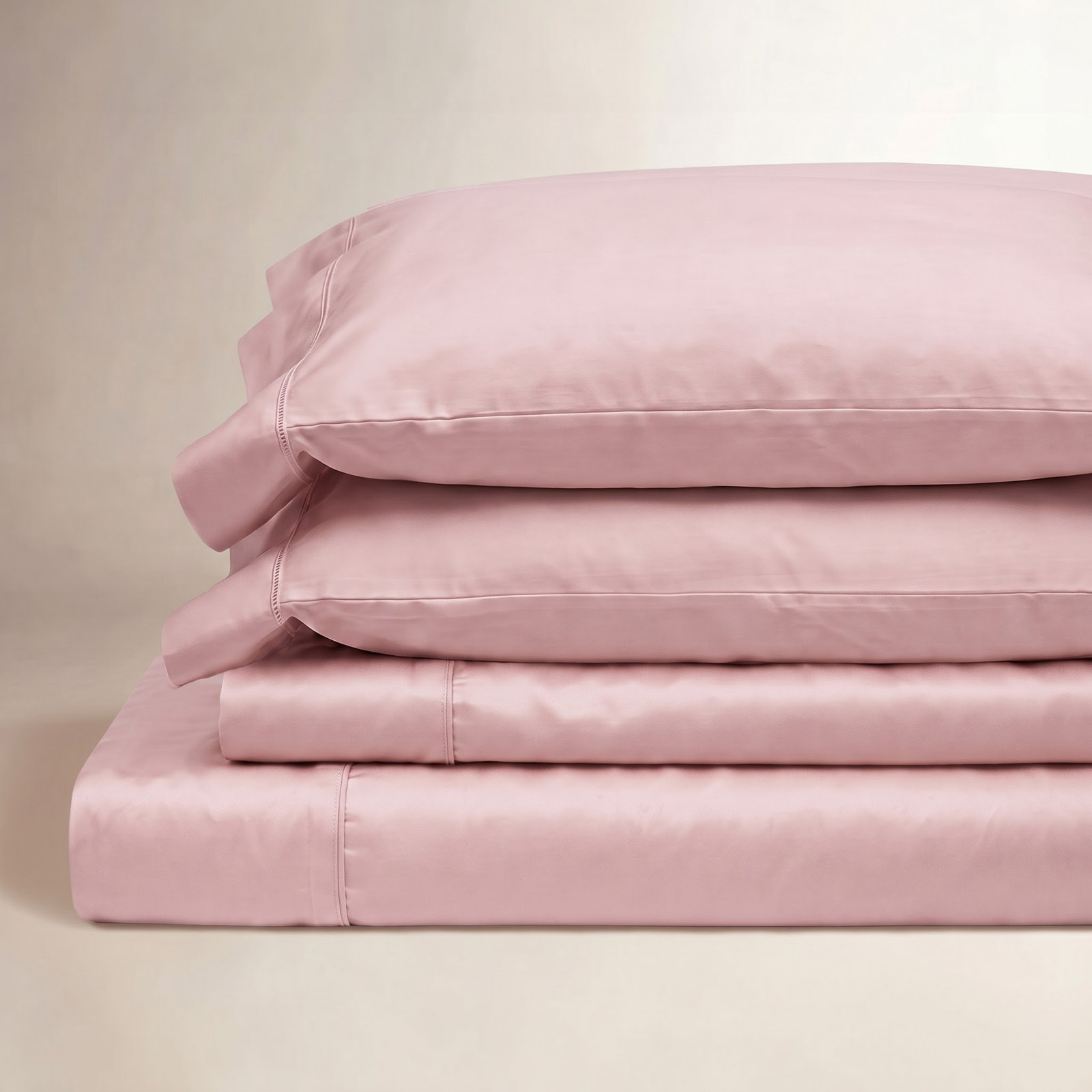 Lyocell Cotton Sheet Set, King Sheet Set with 1Fitted Sheet and 2Pillowcases, Pink