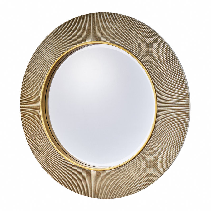Aubry Round Ribbed Mirror Bevelled, Gold 
