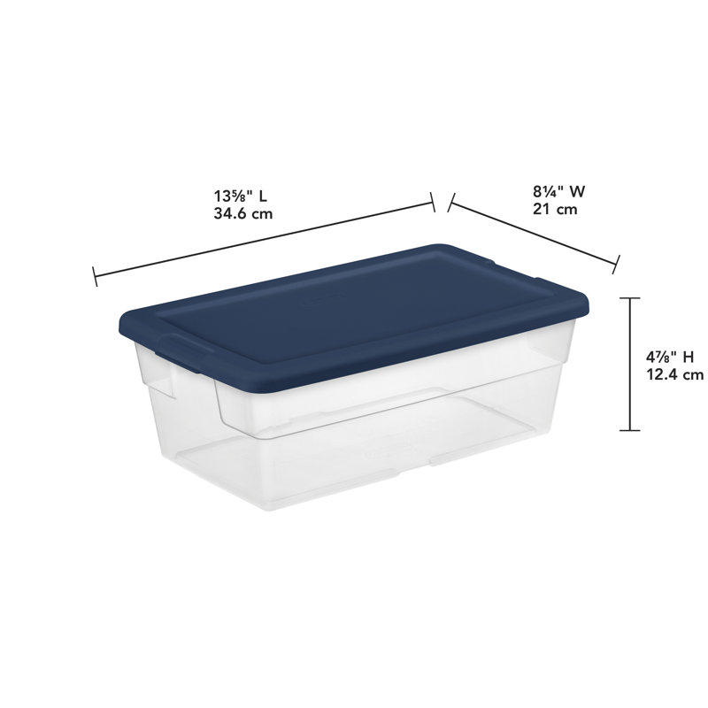 Stackable  Plastic Storage Tote Set, 5 Pack, Marine Blue