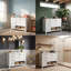 Meuble-lavabo moderne 36 po avec lavabo en céramique, armoire de rangement en bois massif avec tiroirs et tablette ouverte (blanc / noir / gris)-132392933