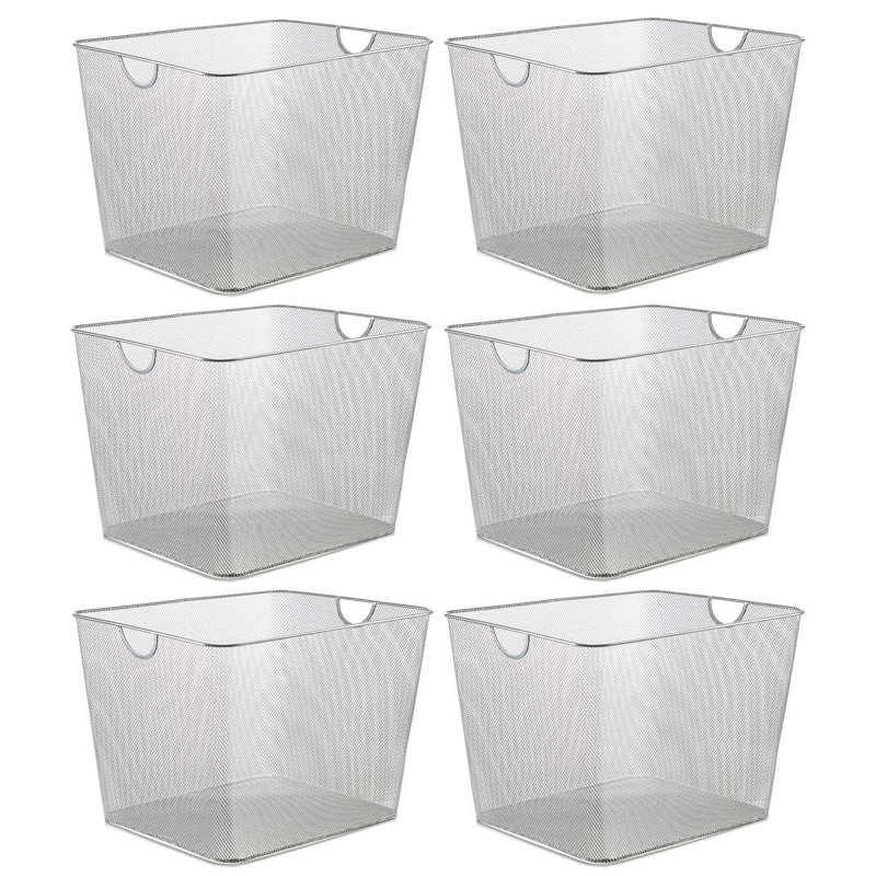 Rebrilliant Decorative Basket, 6" H x 10" W x 9" D, Silver