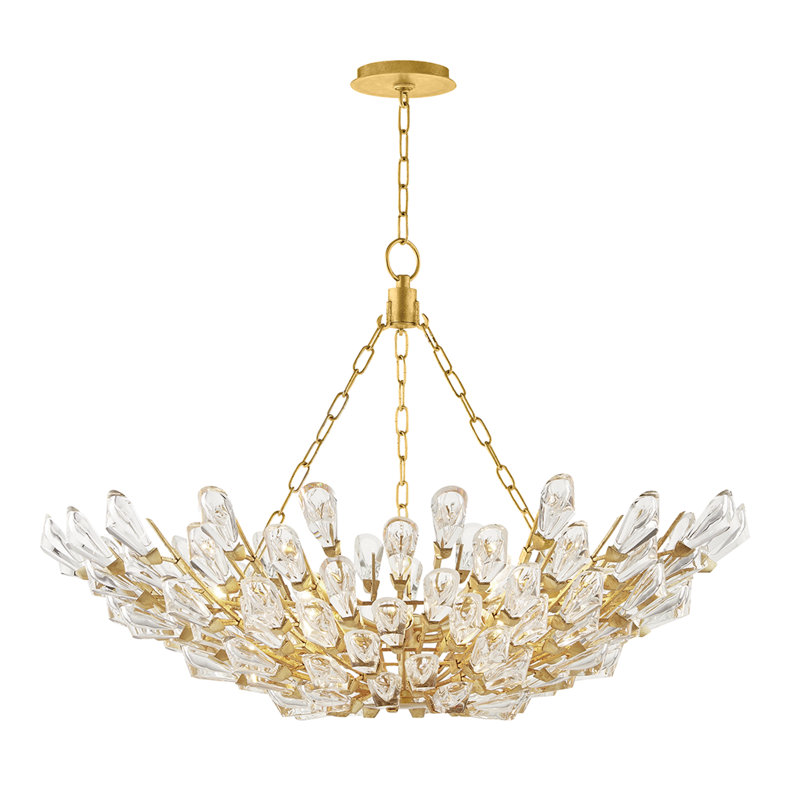 Lustre linéaire moderne à 9 lumières Tulip, Feuille d'or