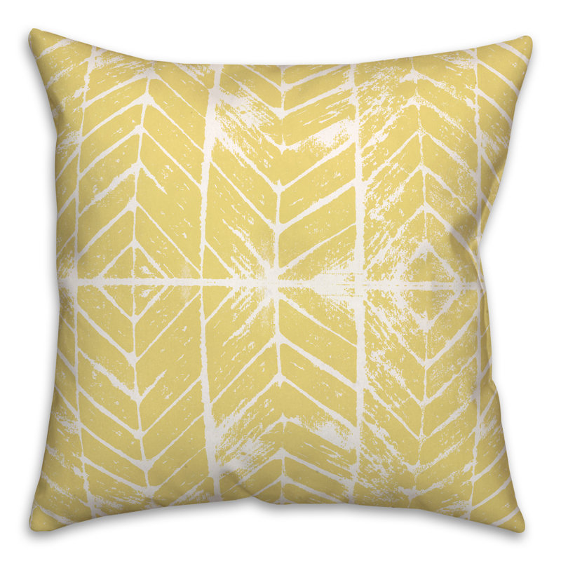 Geometric Outdoor Reversible Throw Pillow, Yellow