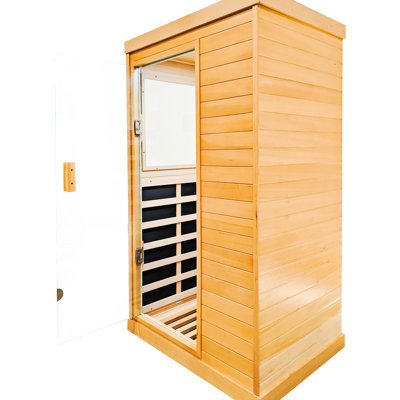 Chambre simple infrarouge fabriquée à partir de pruche, spécifications de 700 x 895 x 1565 mm, capacité de puissance de 1 200 W, 6 unités de chauffage en résine, configuration de la fonction musicale, lumières colorées à contrôle unique ambiant de 3 mètres