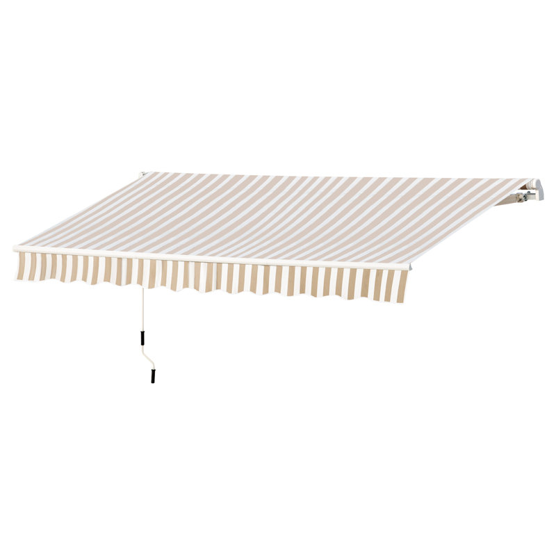 Retractable Awning, Patio Awnings, Beige, 141.7" W x 117.6" D, Striped