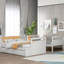 Lit superposé simple au-dessus d'un lit double en bois massif avec lit de rangement, blanc et compartiment polyvalent