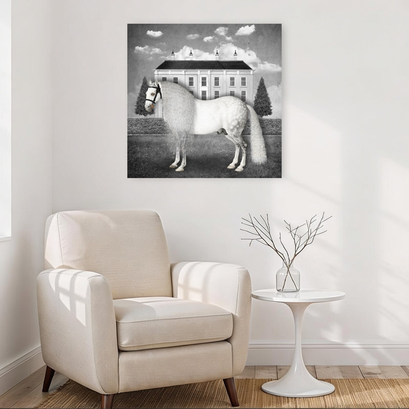 Art mural surréel, cheval surréel blanc