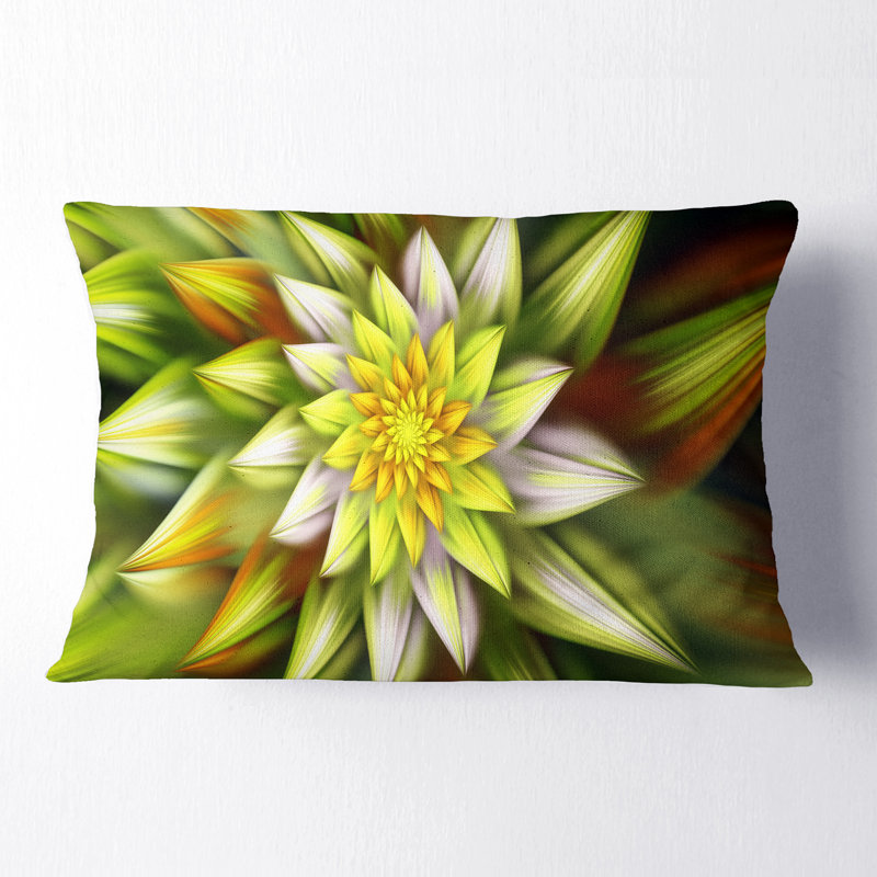 Coussin lombaire floral à fleurs fractales, Jaune