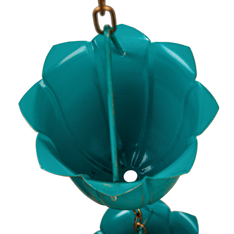 Hulse 72" Blue Flower Cup Rain Chain