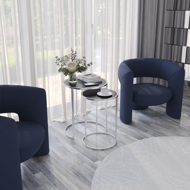 Shkar Three Leg Coffee Table, Black, Chrome