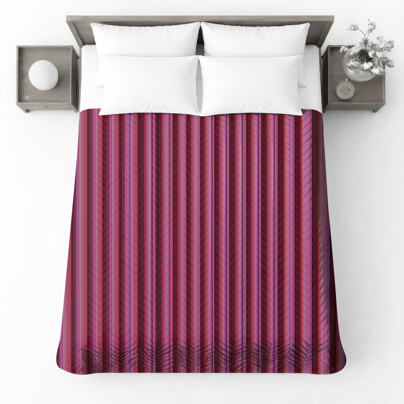 Red Vertical Stripes Bedding Stripes Bedspread Pattern, Full / Double
