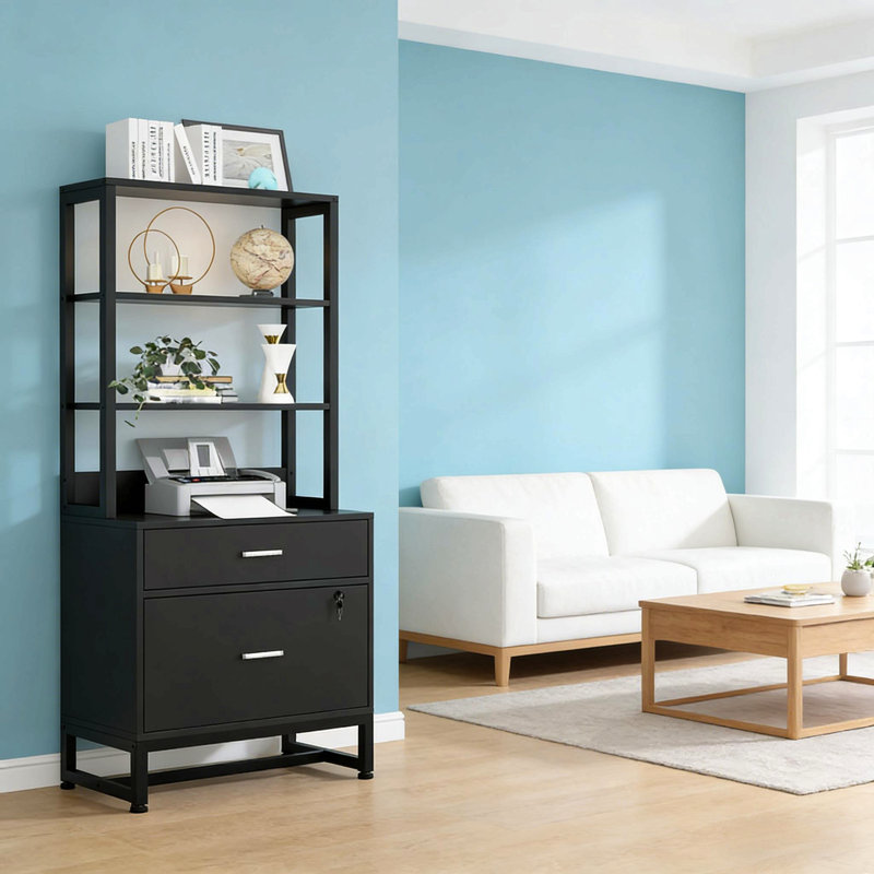 Spacieux classeur, classeur à hauteur, armoire stable avec bibliothèque ouverte