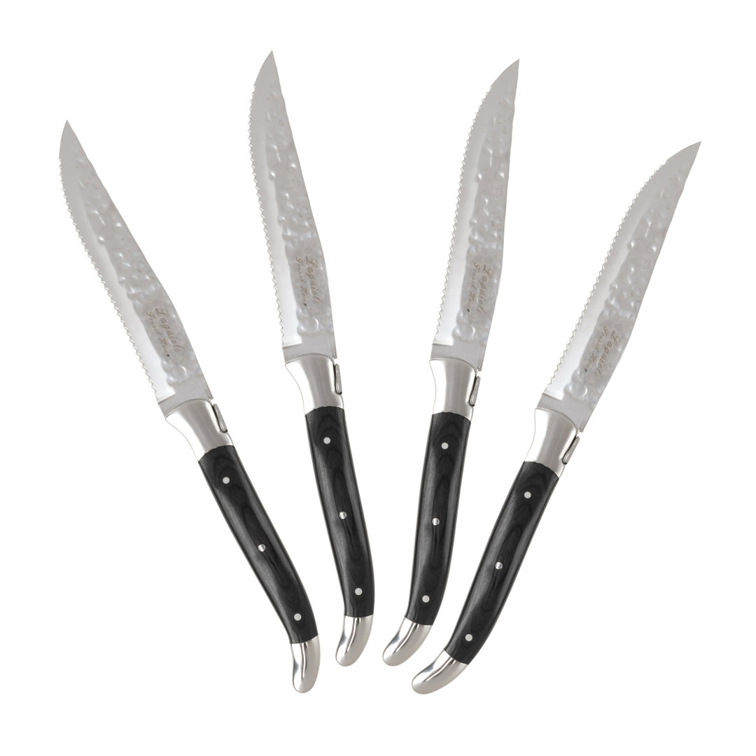 French Home Laguiole Connoisseur 4-Piece Wood BBQ Steak Knife Set (Set of 4) French Home Handle 