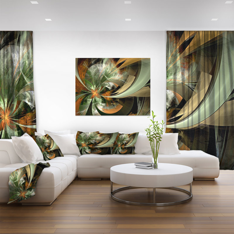«Symmetric Orange Green Fractal Flower», reproduction d'impression sur toile tendue, H 30 po x l 40 po x P 1 po, Toile tendue
