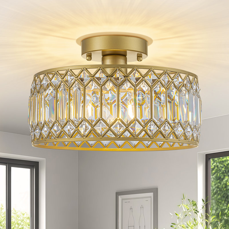 Plafonnier semi-encastré Luxury, Doré, 11 po de largeur