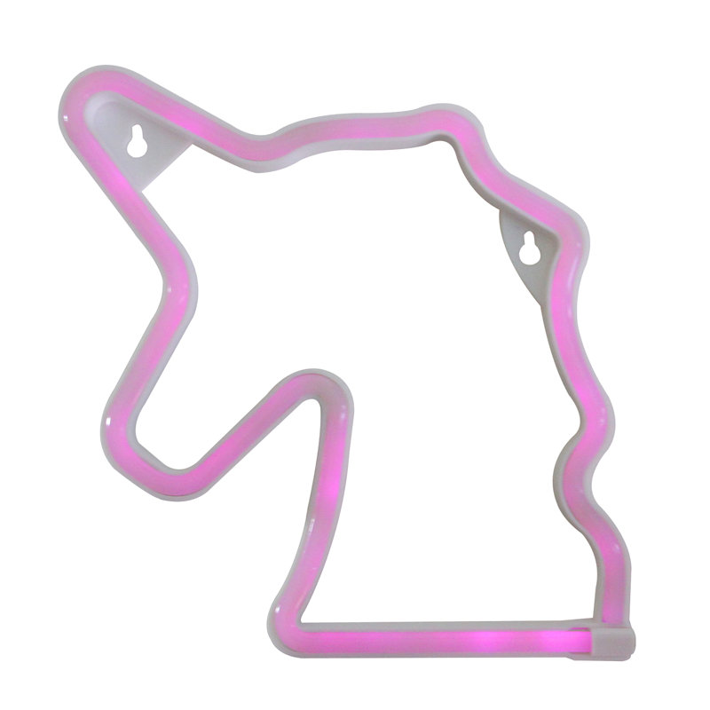 Enseigne murale 11,75 po style licorne rose à DEL