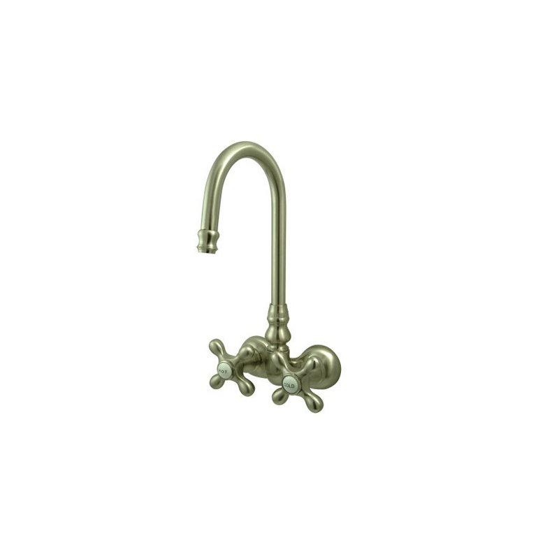 Hot Springs Double Handle Wall Mounted Clawfoot Tub Faucet, Brushed Nickel