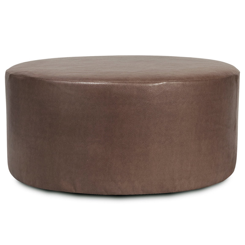 Florio Faux Leather Ottoman, Pecan