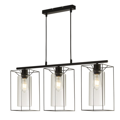 3 - Light Matte Black Kitchen Island Pendant