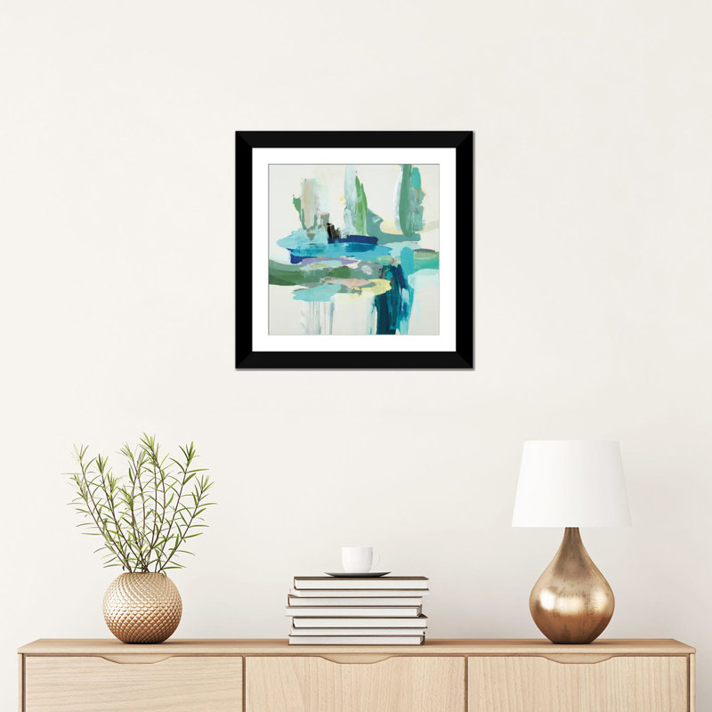 Synergy II - bleu et bleu sarcelle, Cadre d'angle ouvert noir, H 16 po x l 16 po