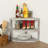 Solid Wood Kitchen Corner Shelf With 3 Tier Storage, Rustic Brown Washed Spice Rack And Condiment Organizer For Counter Top