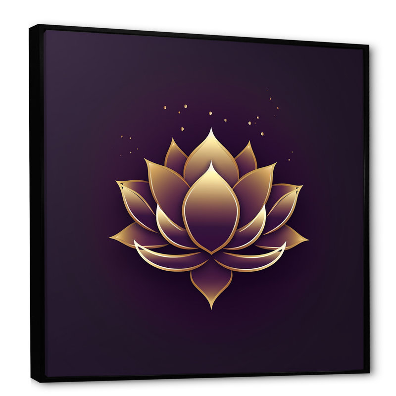 «Retro Graphic Lotus On Faded», reproduction sur toile encadrée, H 24 po x l 24 po, Cadre flottant noir
